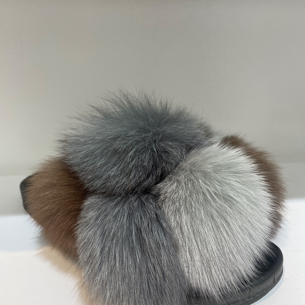 WOMENS FAUX FUR SLIDES